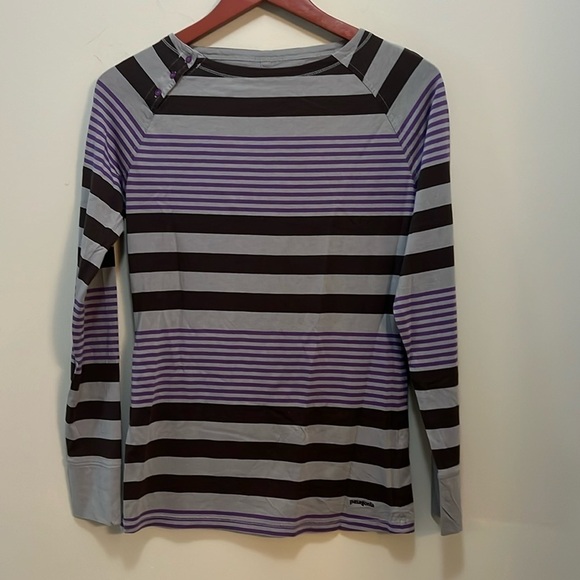 Patagonia Tops - Patagonia Long Sleeves Tee Purple Striped Top Women’s S